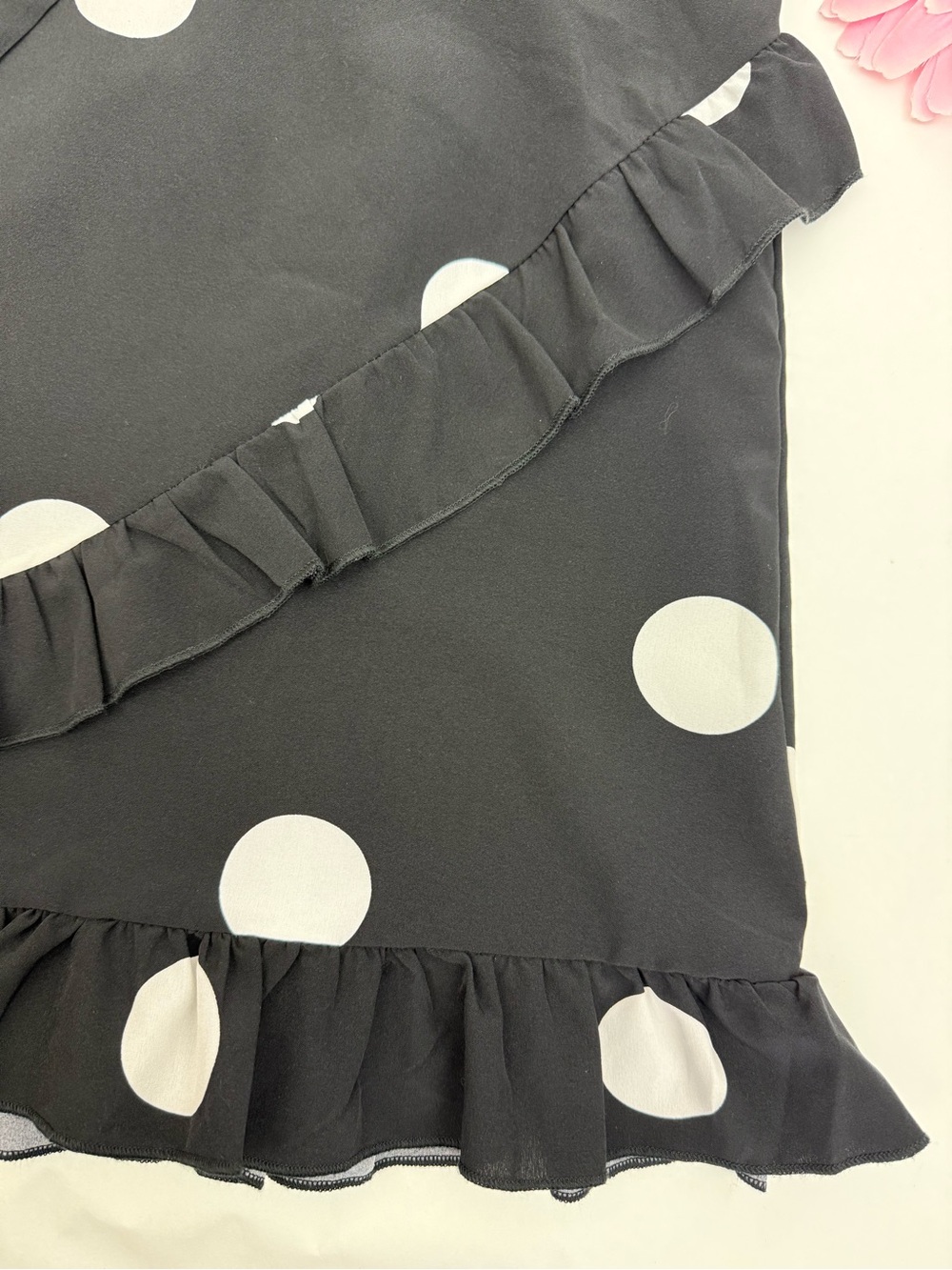 SNDYS. Morocco Mini Dress Black White Polka Dot Front Tie Cutout - Picture 10 of 16